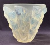 Art Deco R. Lalique Moissac Opalescent Glass Vase, Model 992, circa 1927-45