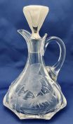 Art Nouveau Cut Crystal & Sterling Silver Claret Jug