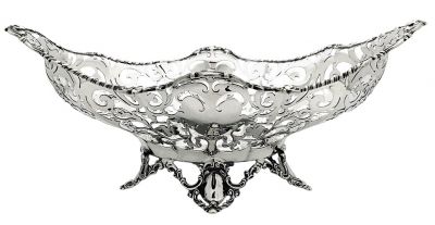 Art Nouveau English Sterling Silver Basket Dated 1920