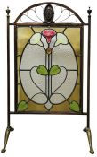 Art Nouveau Morning Glories Stained Glass Fire Screen