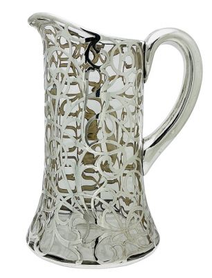 Art Nouveau Silver Overlay Water Pitcher, Alvin Silver Co. circa 1900