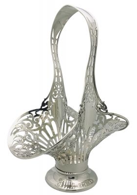 Art Nouveau Sterling Silver Brides Basket, Graff, Washbourne & Dunn
