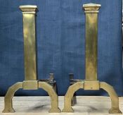 Arts & Crafts Brass Andirons