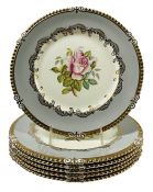Aynsley Cabbage Rose / Grey Border Service Plates Pattern # 7913