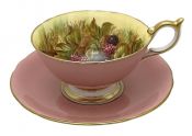 Aynsley Fruit Pattern Teacup & Saucer Signed D. Jones