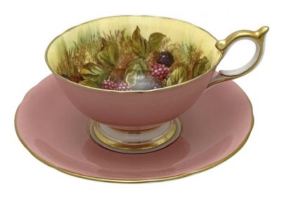 Aynsley Fruit Pattern Teacup & Saucer Signed D. Jones