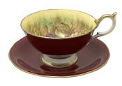 Aynsley Fruit Pattern Teacup & Saucer Signed D. Jones