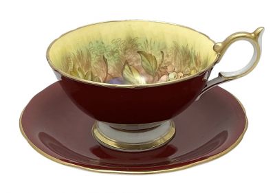 Aynsley Fruit Pattern Teacup & Saucer Signed D. Jones