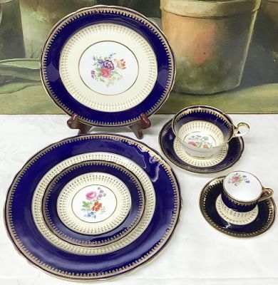 Aynsley Hatfield Cobalt Blue Dinner Service Pattern # 7024