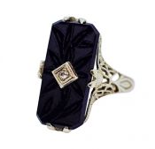 Belais Vintage Diamond and Black Onyx Ring