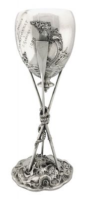 Belgian Figural Silver Rowing Trophy Presented in 1888
