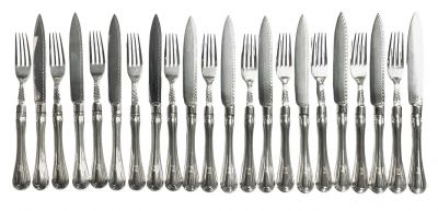 Birks Sterling Silver Line & Thread Dessert / Fruit Set for 11