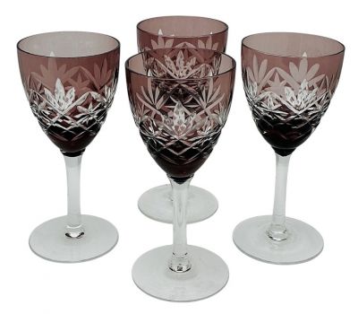 Bohemian Cut Crystal Wine Glasses 