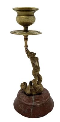 Bronze Figural Bear Chamberstick
