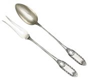 Bruckmann & Sohne 800 Fine Silver Salad Servers, Germany circa 1905