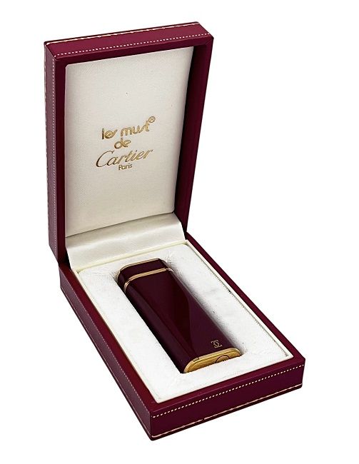 Cartier Lacquer Bordeaux Gold Lighter | Cynthia Findlay Fine