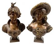 Cesar Ceribelli Bronze Busts of Bianca & Odette