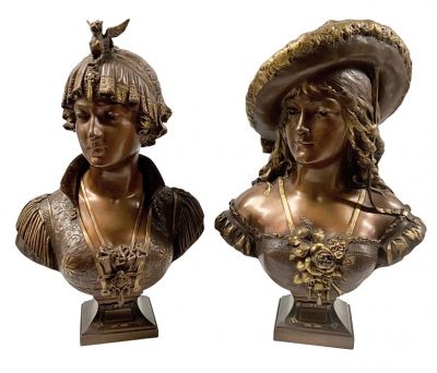 Cesar Ceribelli Bronze Busts of Bianca & Odette