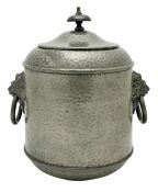 Craftsman Hammered Pewter Biscuit Barrel, circa 1926-39
