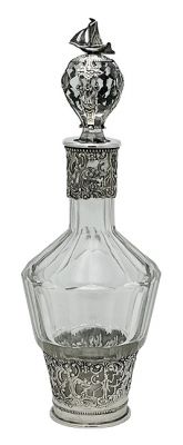 Dutch Silver & Cut Crystal Decanter