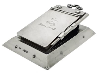Edwardian Sterling Silver Notepad & Pencil, London 1900