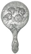 Edwardian Sterling Silver Reynolds Angels Hand Mirror, Birmingham 1906 