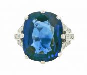 Elegant Vintage 7.91ct Sapphire and Diamond Platinum Ring