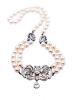 Elegant Vintage Cultured Pearl and Diamond 18kt Necklace