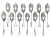 English Art Deco Sterling Silver Grapefruit Spoons, Set of 12, Dated 1938