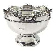 English Sterling Silver Monteith Pedestal Bowl, Chester 1928