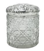 English Sterling Silver & Cut Glass Dresser Jar, Dated 1902