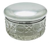 English Sterling Silver & Cut Glass Dresser Jar, Dated 1910