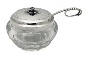 Georg Jensen Silver and Baccarat Crystal Condiment Pot # 486