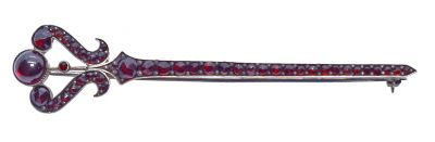 Gilded Bohemian Garnet Pendant Brooch Pin