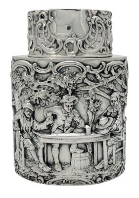Hanau 800 Fine Silver Tea Caddy circa 1890