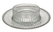 Heisey Glass & Silver Plate Caviar Dish