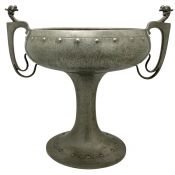 Homeland Arts & Crafts Hammered Pewter Pedestal Bowl