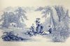 J. Clementson Blue & White Rustic Scenery Platter, English, circa 1840s