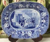 Jones & Son Staffordshire Blue & White Platter British History Series circa 1826-8
