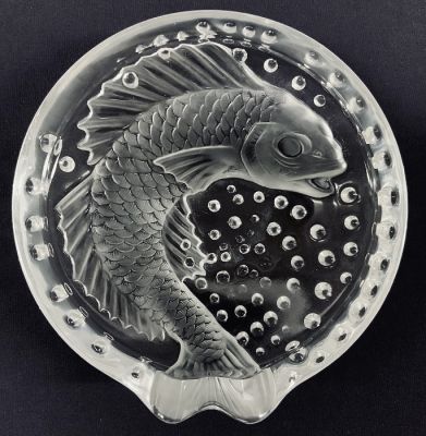 Lalique France Koi Fish Cigar Ashtray