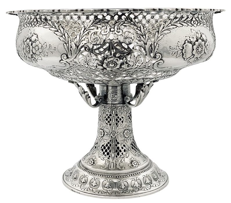 Lazarus Posen Witwe 800 Fine Silver Reticulated Pedestal