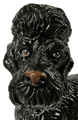 Life Sized Glazed Terracotta Black Poodle