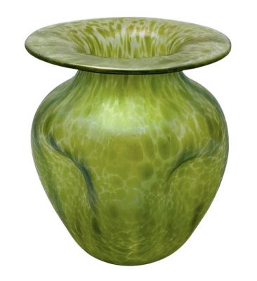 Loetz Attributed Green Iridescent Oil Spot Vase 