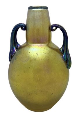 Loetz Silberiris Gold Iridescent Amphora Form Vase