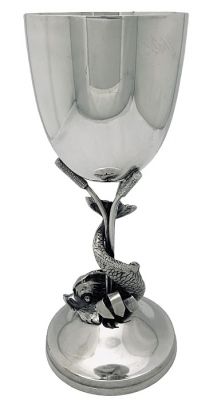 Mappin & Webb Figural Dolphin Goblet / Trophy, circa 1880