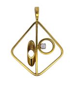 Mid-Century Modern .21ct Diamond 18kt Pendant