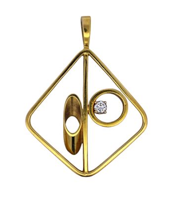 Mid-Century Modern .21ct Diamond 18kt Pendant