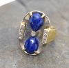 Mid-Century Modern 3.1ct. Lapis Lazuli and Diamond 18kt. Ring