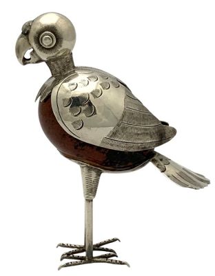 Mid-Century Modern Sterling Silver Parrot, Taxco Mexico