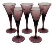 Mid Century Modern Amethyst Glass Liqueur / Cordial Glasses